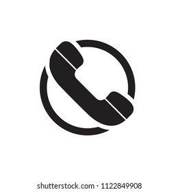 Flat design of black phone icon. Isolated vector illustration.