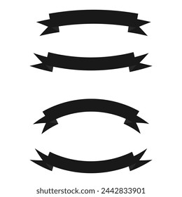 Icono de banner de cinta negra de diseño plano. Silueta de cinta negra. Vector de estilo plano aislado sobre fondo blanco. Ilustración vectorial. Archivo Eps 384.