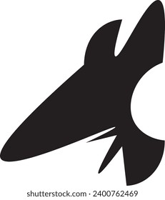 flat design black silhouette of mouse in cartoon style