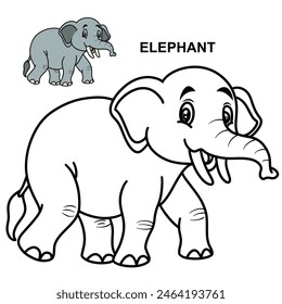 Flat Design Blank Fill With Sample Colors Of Elephant 