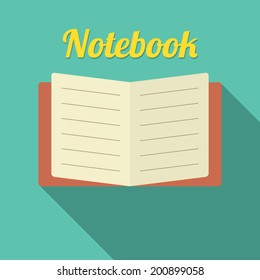 Flat Design Blank Notebook Vector Illustration