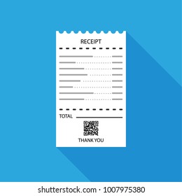 Flat design of blank receipt. Bill atm template or restaurant paper financial check. Vector illustration. Isolated