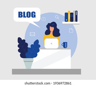 Flat design, blog vector illustration, business art. 