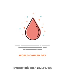 Flat Design Of Blood Vector Illustration For World Cancer Day Design. Also Good Template For Health And Medical Design.