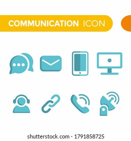 flat design blue color icon symbol compilation of communication illustration vector