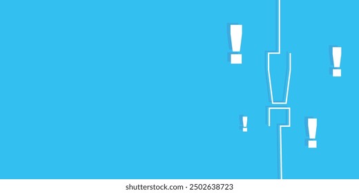 Flat Design blue exclamation mark background with text space illustration