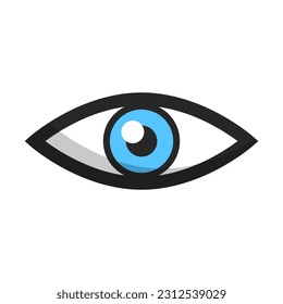 Flat design blue eye icon. Vector.