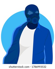 flat design of blue gask mask with circle background