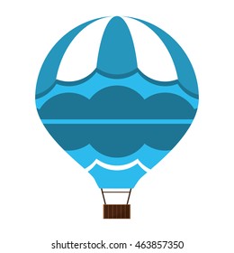 flat design blue hot air balloon icon vector illustration