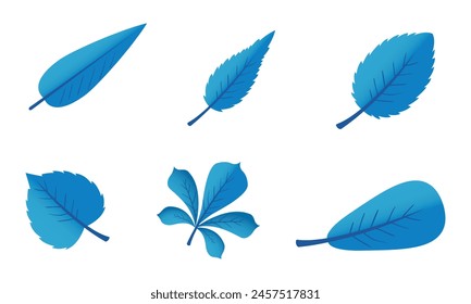 flat design blue leaves pack on white background.