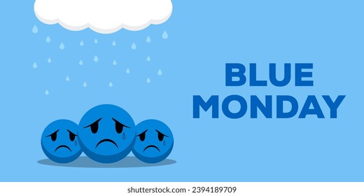 flat design blue monday horizontal banner illustration