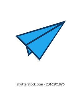 flat design blue paper airplane icon illustration