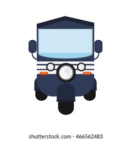 flat design blue rickshaw or tuk tuk icon vector illustration