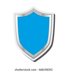 flat design blue shield emblem icon vector illustration
