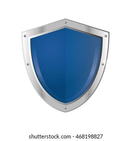 flat design blue shield emblem icon vector illustration