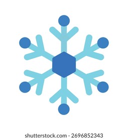 Flaches Design Blaue Schneeflocke Symbol für Winter- und Urlaubsthemen