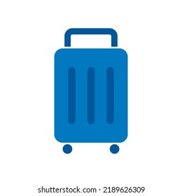 Flat design blue suitcase icon. Luggage. Baggage. Vector.