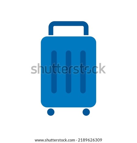 Flat design blue suitcase icon. Luggage. Baggage. Vector.