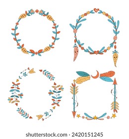 Flat design boho frame collection