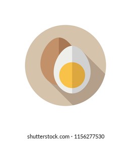 Flat design boiled egg. Hard egg.