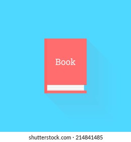 Flat design book, with long shadow. Back to school. Colorful book. School season. Education concept. Use for card, poster, brochure, banner, web design. Easy to edit. Vector illustration - EPS10.