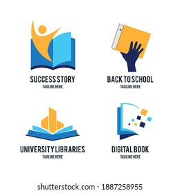 flat design book universe logo collection