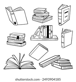 flat design books collection good for icon and sticker, vector illustration