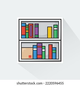 Flat Design of Bookshelf, can be use as Sticker, Logo, and Poster