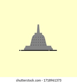 flat design, borabudur temple with yellow background