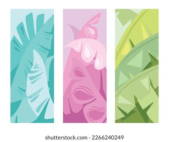 Flat design botanical element banner in solid color not blending object