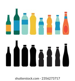 Flat design bottles set illustration vector