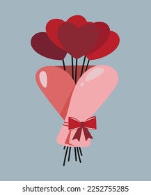 Flat Design Bouquet with love Heart
