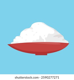 Flat Design Bowl of Steaming Rice Illustration