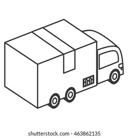 flat design box truck icon vector illustration