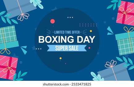 Flat Design Boxing Day Big Sale Banner Background