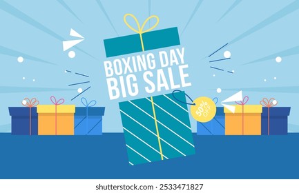 Flat Design Boxing Day Big Sale Banner Background
