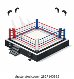 Flat design of a boxing ring with red and blue corners