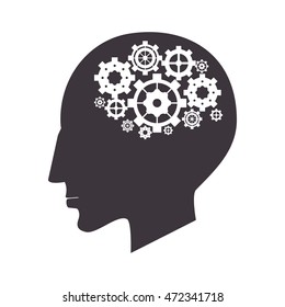 flat design brain and gears icon vector illustration