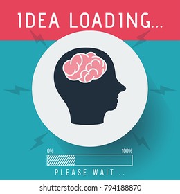 Diseño plano Icono de cerebro con diseño de concepto de lluvia de ideas. Vector, ilustración eps10