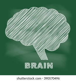 Flat Design brain icon on blackboard,Vector Illustration