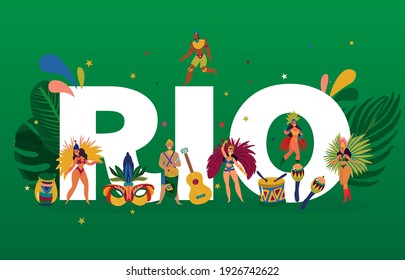 Diseño plano carnaval brasileño modelo de afiche vector libre