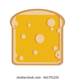 flat design bread slice with cheese icon vector illustration