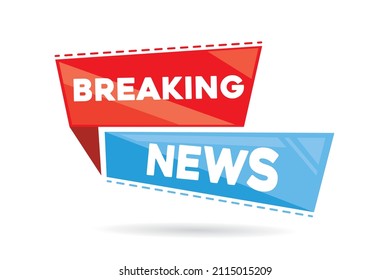 Flat Design breaking news Isolated vector icon. Sign of main news on white background. Breaking news headline minimalistic logo or design element. Can be used for website or for print. 