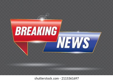 Flat Design breaking news Isolated vector icon. Sign of main news on white background. Breaking news headline minimalistic logo or design element. Can be used for website or for print. 