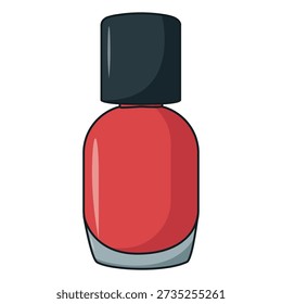 Flat Design Bright Red Nail Polish Bottle Illustration Cosmetic