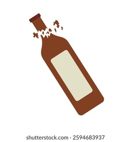 Flat design broken bottle icon. Vector.
