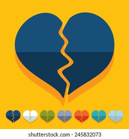 Flat design: broken heart