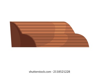 Flat design brown city park bench on white background vector illustration