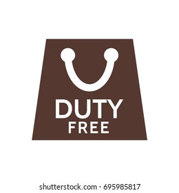 Flat design brown color packing bag with text DUTY FREE. Vector illustration.