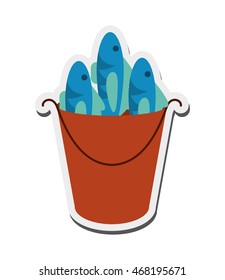 flat design bucket of fish icon vector illustration